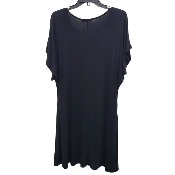 Boohoo Plus Woman's Gothic Black Cage Neck Flutter Sleeve Dress NWT US Size 14 - Picture 4 of 4